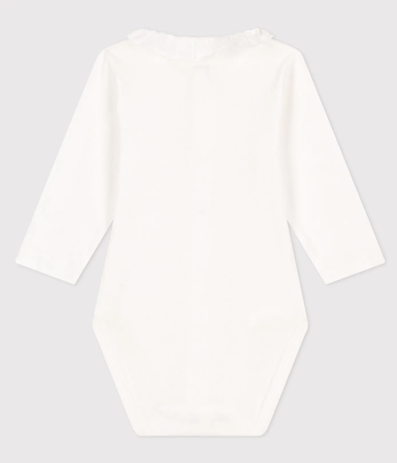 Petit Bateau Newborn|T-Shirts, Oberteile*Langärmeliger Baby-Body aus Baumwolle mit Rüschenkragen weiss MARSHMALLOW