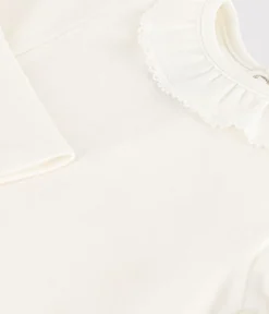 Petit Bateau T-Shirts, Oberteile*Langärmeliger Baby-Body aus Baumwolle mit Rüschenkragen weiss MARSHMALLOW