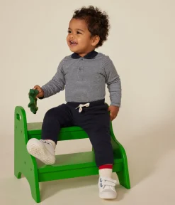 Petit Bateau T-Shirts, Oberteile*Langärmeliger Baby-Body aus Baumwolle mit Kragen blau SMOKING/weiss MARSHMALLOW