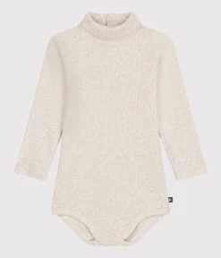Petit Bateau T-Shirts, Oberteile*Langärmeliger Body mit Rollkragen aus Baumwolle für Babys beige MONTELIMAR CHINE