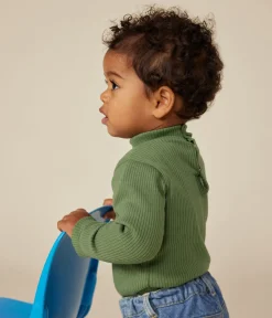 Petit Bateau T-Shirts, Oberteile*Langärmeliger Body mit Rollkragen aus Baumwolle für Babys grün PALMERAIE