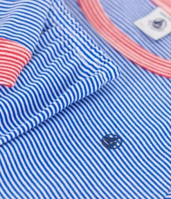 Petit Bateau Schlafanzüge, Pyjamas|Schlafanzüge, Nachthemden*Langärmeliger Kinder-Pyjama aus Baumwolle mit Streifen blau PERSE/weiss MARSHMALLOW