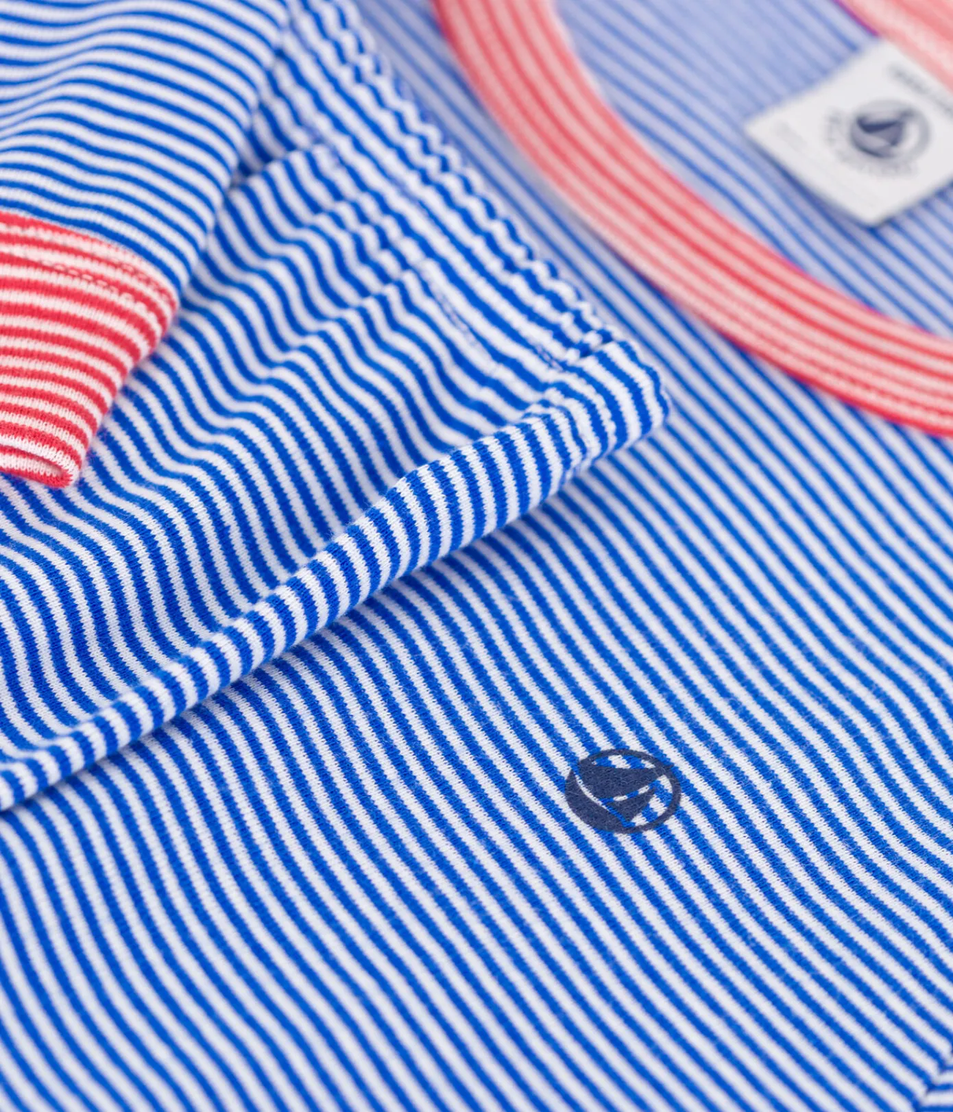 Petit Bateau Schlafanzüge, Pyjamas|Schlafanzüge, Nachthemden*Langärmeliger Kinder-Pyjama aus Baumwolle mit Streifen blau PERSE/weiss MARSHMALLOW