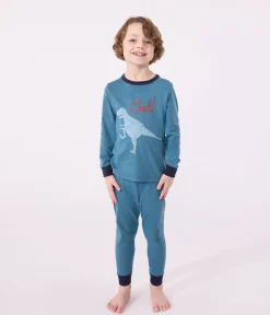 Petit Bateau Schlafanzüge, Pyjamas*Langärmeliger Kinder-Pyjama aus Baumwolle mit Dinos grün DRAGONFLY