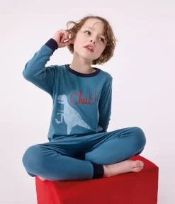 Petit Bateau Schlafanzüge, Pyjamas*Langärmeliger Kinder-Pyjama aus Baumwolle mit Dinos grün DRAGONFLY