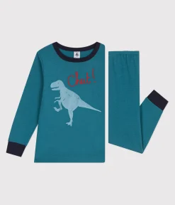 Petit Bateau Schlafanzüge, Pyjamas*Langärmeliger Kinder-Pyjama aus Baumwolle mit Dinos grün DRAGONFLY