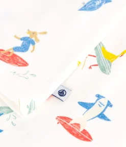 Petit Bateau Schlafanzüge, Pyjamas*Langärmeliger Kinder-Pyjama aus Baumwolle mit Surf-Motiven weiss MARSHMALLOW/weiss MULTICO