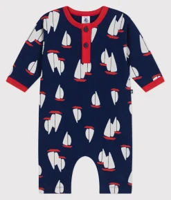 Petit Bateau Sets, Overalls & Latzhosen*Langärmeliger Strampler aus Baumwolle mit Schiffchenmuster blau MEDIEVAL/weiss MULTICO