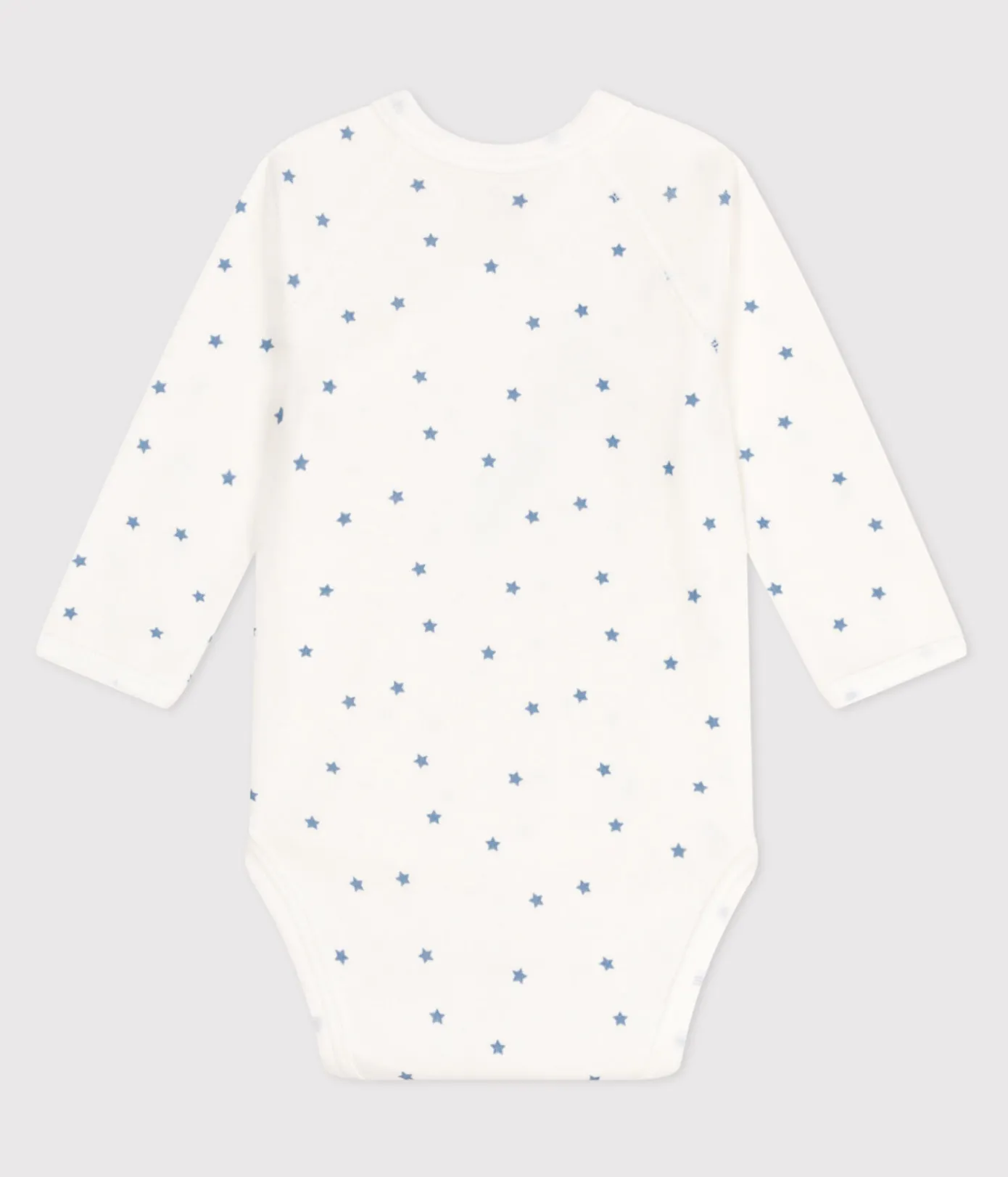 Petit Bateau Bodys|Newborn*Langärmeliger Wickelbody aus Baumwolle weiss MARSHMALLOW/blau ALASKA