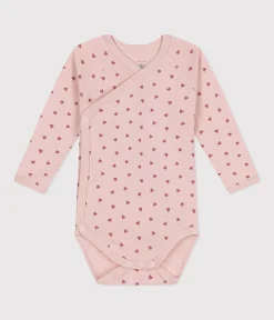 Petit Bateau Bodys|Newborn*Langärmeliger Wickelbody aus Baumwolle rosa SALINE/ ROSEWOOD