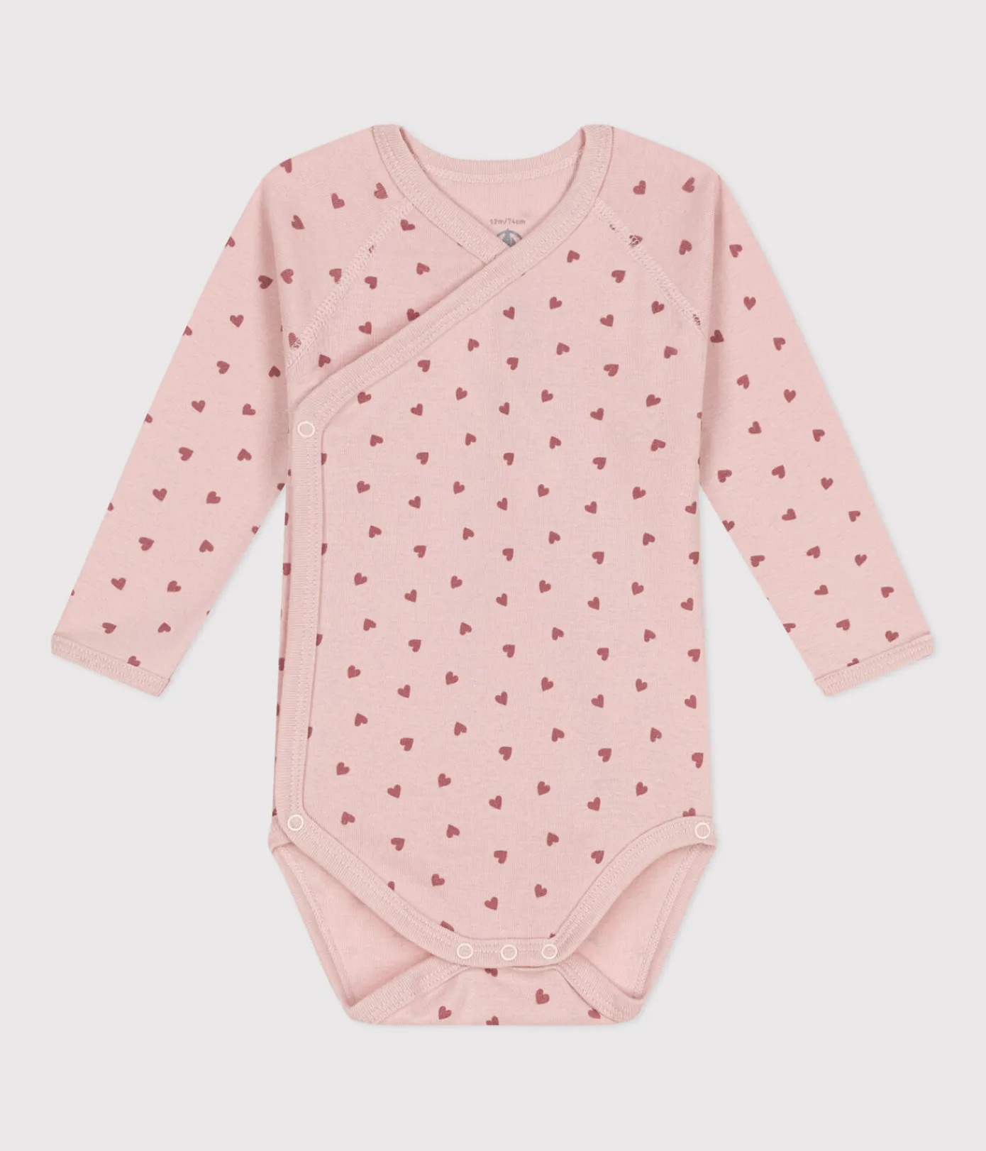 Petit Bateau Bodys|Newborn*Langärmeliger Wickelbody aus Baumwolle rosa SALINE/ ROSEWOOD