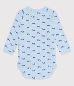 Petit Bateau Bodys|Newborn*Langärmeliger Wickelbody aus Baumwolle blau TOUDOU/ ALASKA
