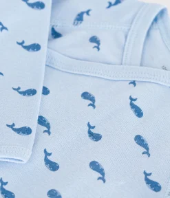 Petit Bateau Bodys|Newborn*Langärmeliger Wickelbody aus Baumwolle blau TOUDOU/ ALASKA