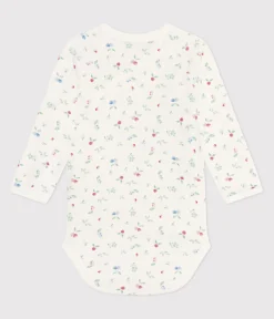 Petit Bateau Bodys|Newborn*Langärmeliger Wickelbody aus Baumwolle weiss MARSHMALLOW/weiss MULTICO
