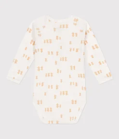 Petit Bateau Bodys|Newborn*Langärmeliger Wickelbody aus Baumwolle MARSHMALLOW/ BEIGE