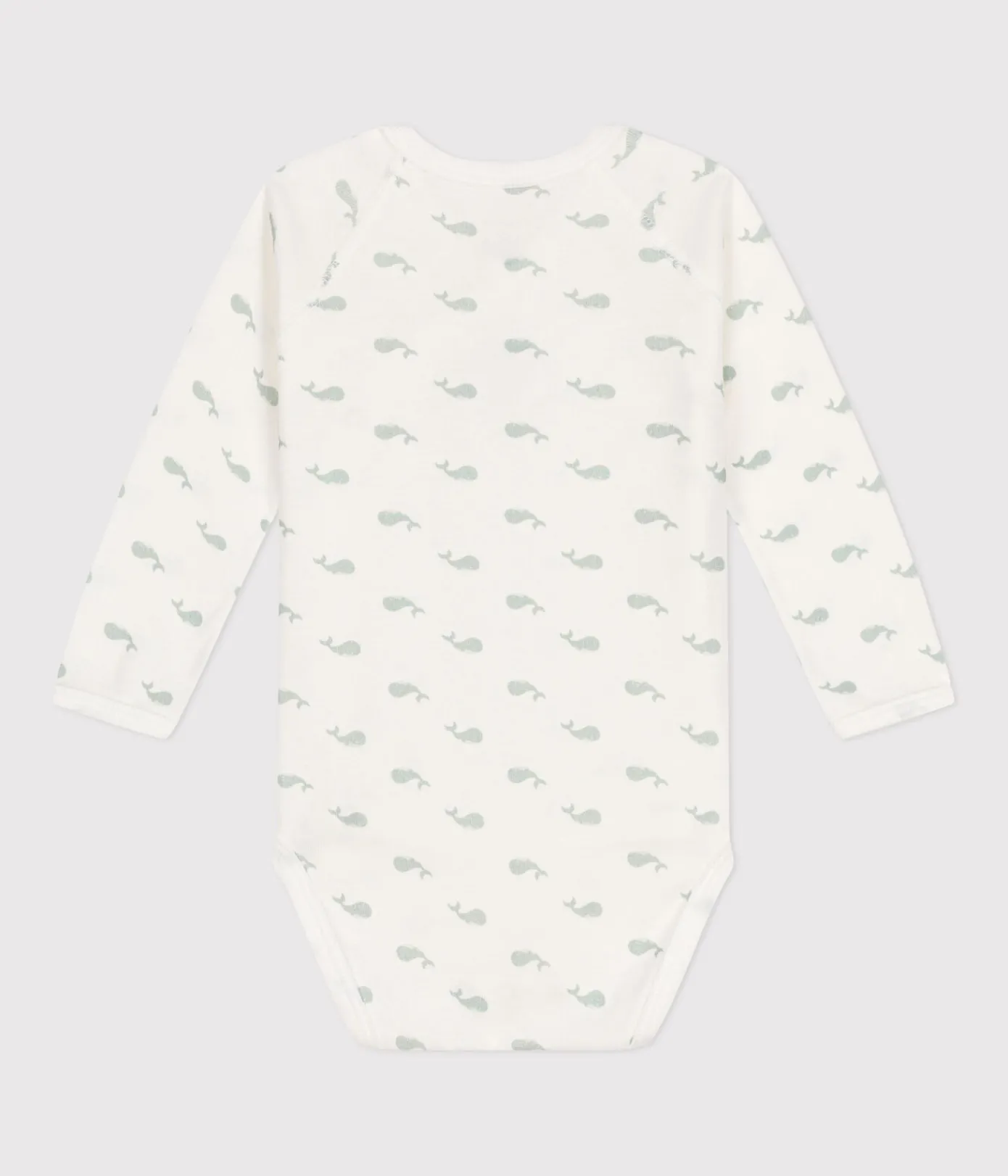 Petit Bateau Bodys|Newborn*Langärmeliger Wickelbody aus Baumwolle weiss MARSHMALLOW/ HERBIER