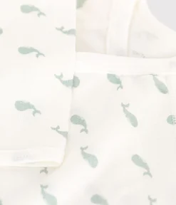 Petit Bateau Bodys|Newborn*Langärmeliger Wickelbody aus Baumwolle weiss MARSHMALLOW/ HERBIER