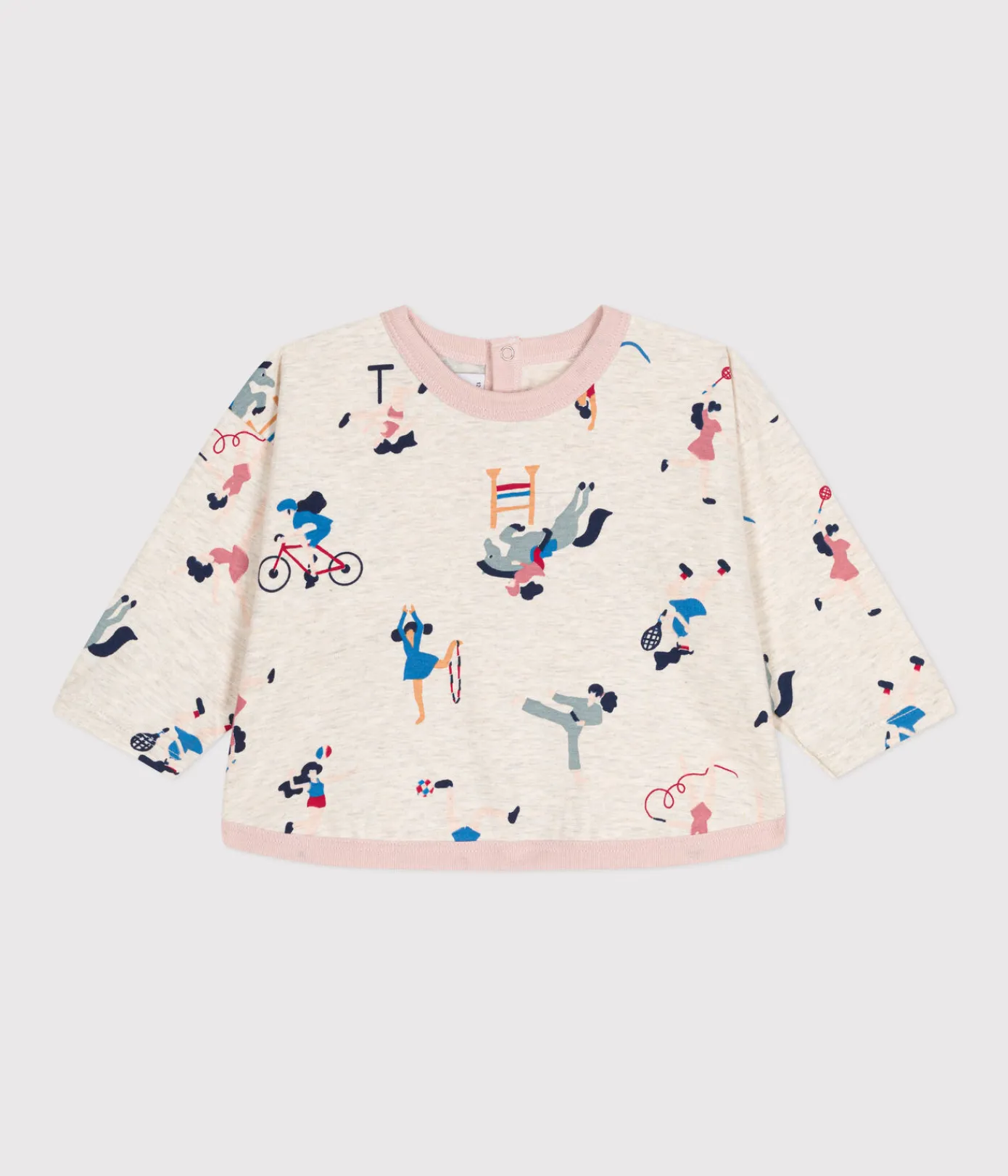 Petit Bateau T-Shirts, Oberteile*Langärmeliges Baby T-Shirt aus feinem Jersey beige MONTELIMAR/weiss MULTICO