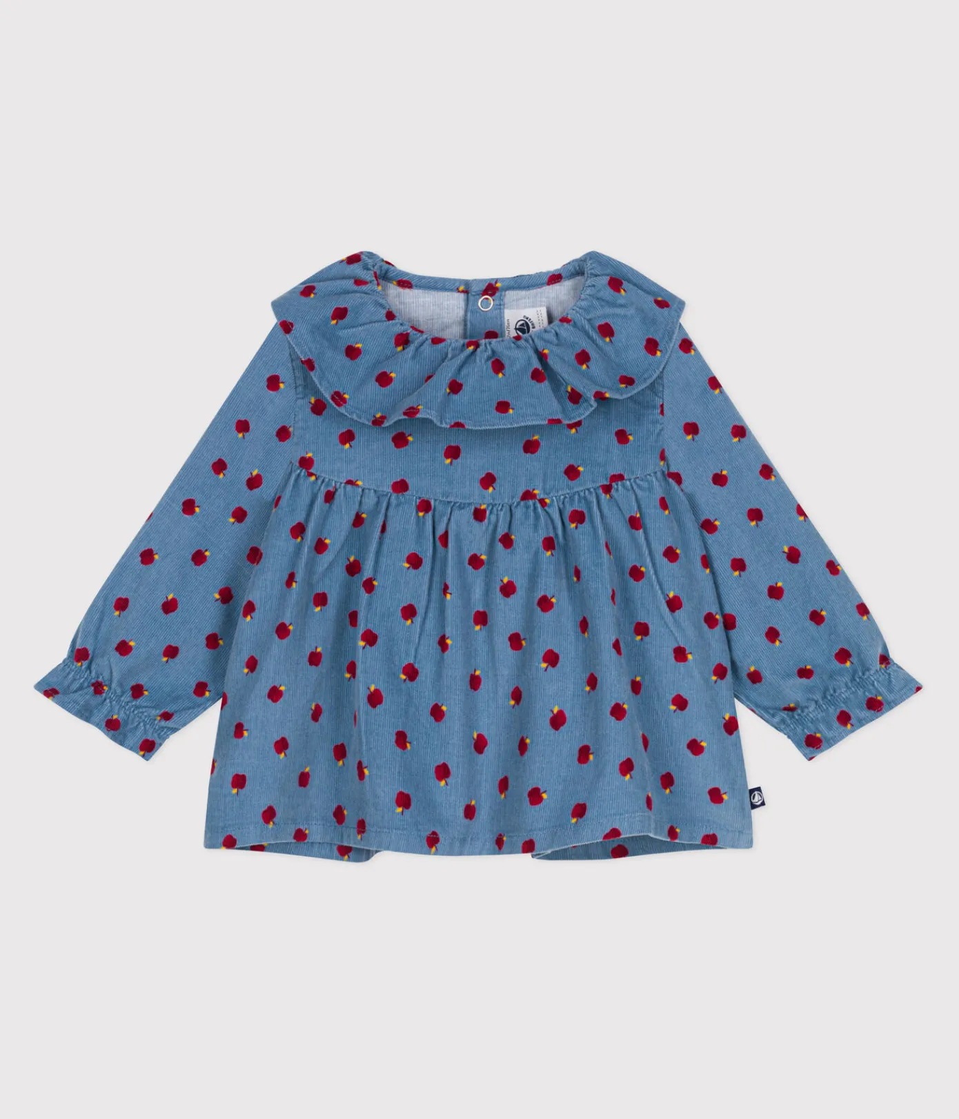 Petit Bateau T-Shirts, Oberteile*Langärmeliges Baby-Bluse aus Fein-Cord mit Apfel-Motiv blau ADRIATIC/ MULTICO