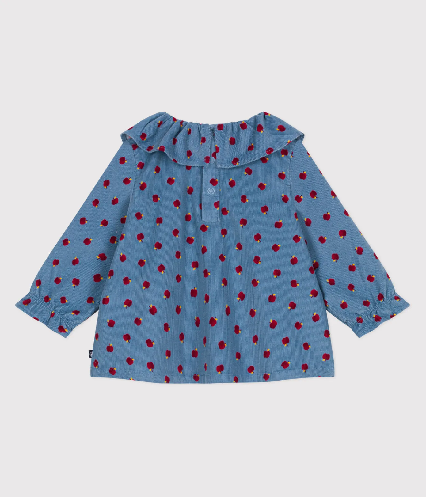 Petit Bateau T-Shirts, Oberteile*Langärmeliges Baby-Bluse aus Fein-Cord mit Apfel-Motiv blau ADRIATIC/ MULTICO