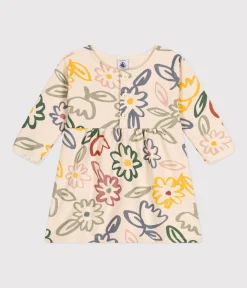 Petit Bateau Kleider*Langärmeliges Baby-Kleid weiss AVALANCHE/ MULTICO