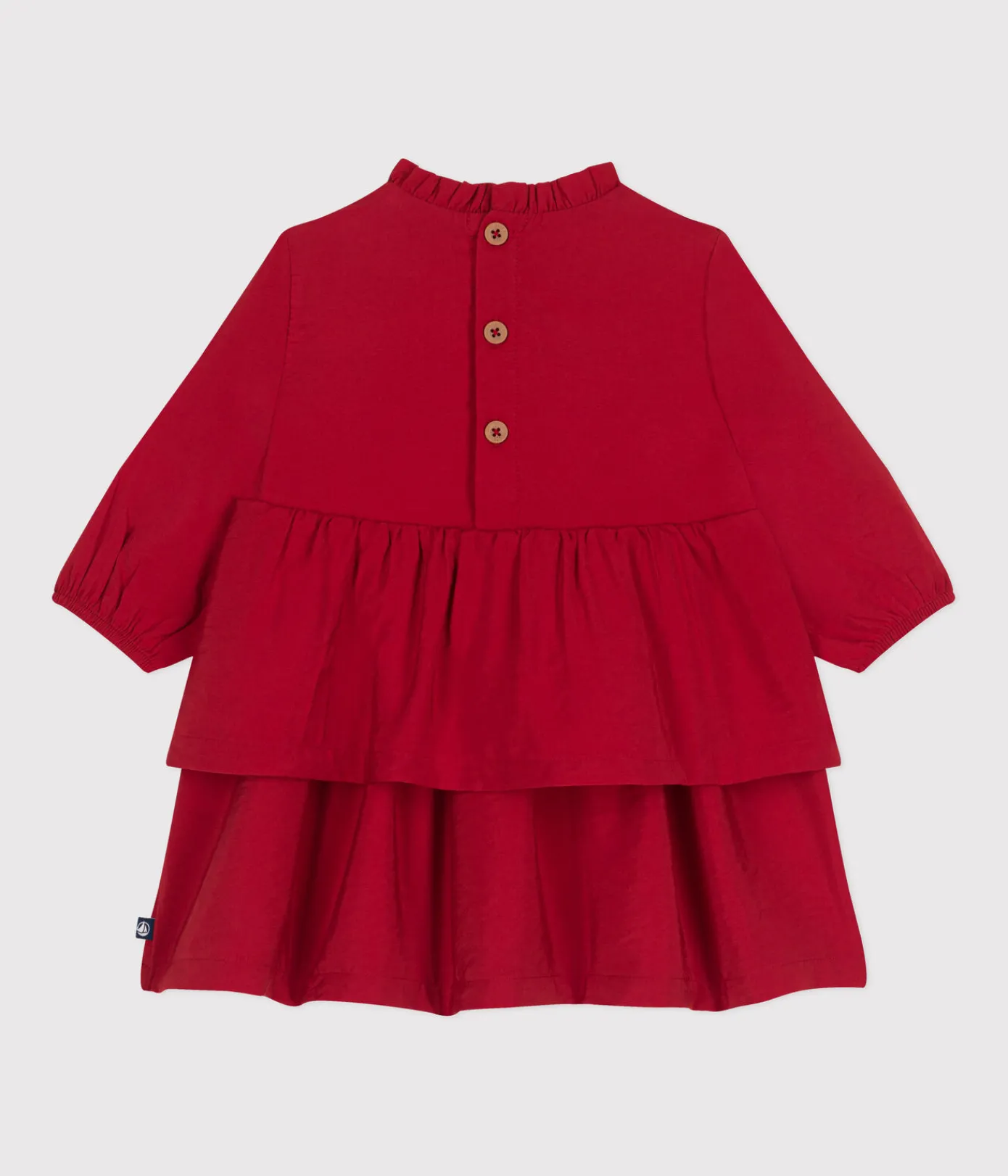 Petit Bateau Kleider*Langärmeliges Baby-Kleid ROT AURORA
