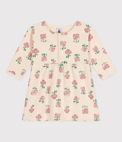 Petit Bateau Kleider*Langärmeliges Baby-Kleid gelb AVALANCHE/weiss DAISY
