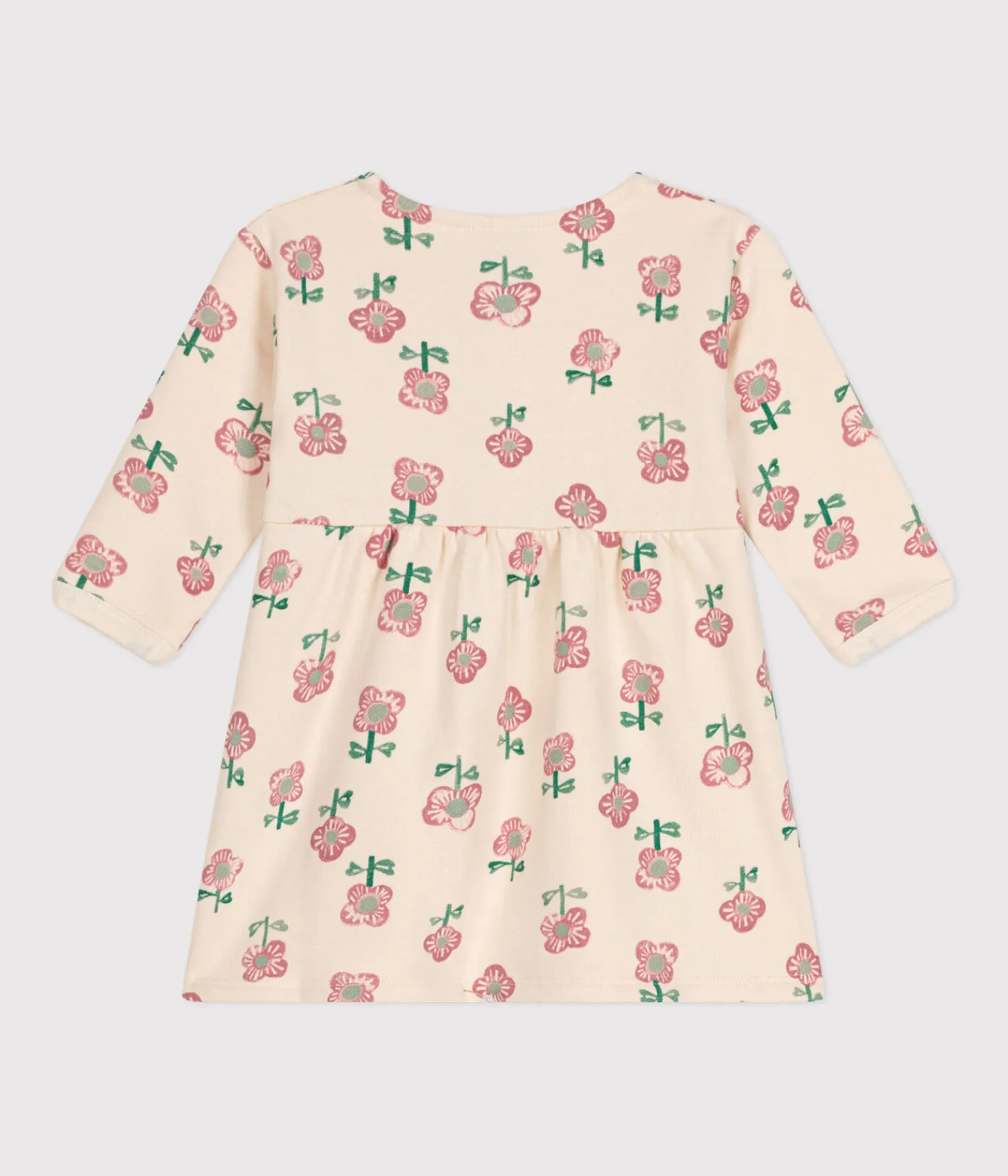 Petit Bateau Kleider*Langärmeliges Baby-Kleid gelb AVALANCHE/weiss DAISY