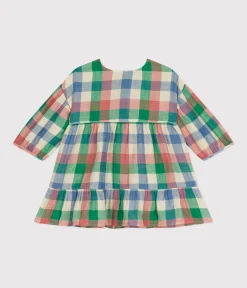 Petit Bateau Kleider*Langärmeliges Baby-Kleid aus Musselin weiss AVALANCHE/ MULTICO