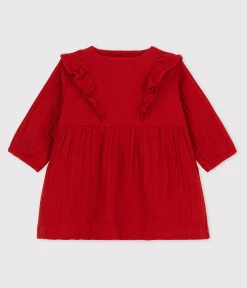 Petit Bateau Kleider*Langärmeliges Babykleid aus Musselin STOP