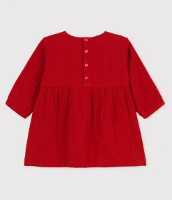 Petit Bateau Kleider*Langärmeliges Babykleid aus Musselin STOP