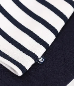 Petit Bateau Kleider*Langärmeliges Baby-Kleid aus Doppeljersey blau SMOKING/weiss MARSHMALLOW