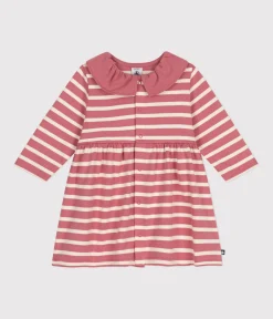 Petit Bateau Kleider*Langärmeliges Baby-Kleid aus dickem Jersey rosa ROSEWOOD/ AVALANCHE