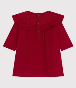 Petit Bateau Kleider*Langärmeliges Babykleid aus Feincord ROT