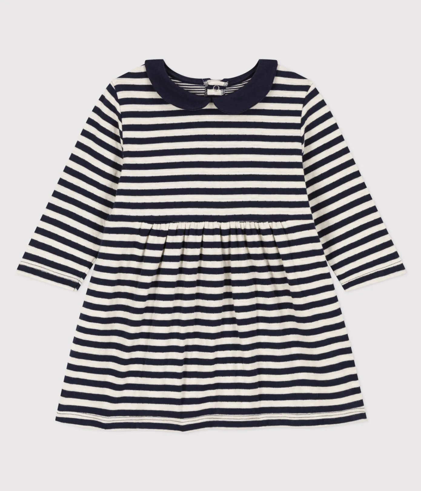 Petit Bateau Kleider*Langärmeliges Babykleid aus gestreiftem Doppeljersey blau SMOKING/ AVALANCHE