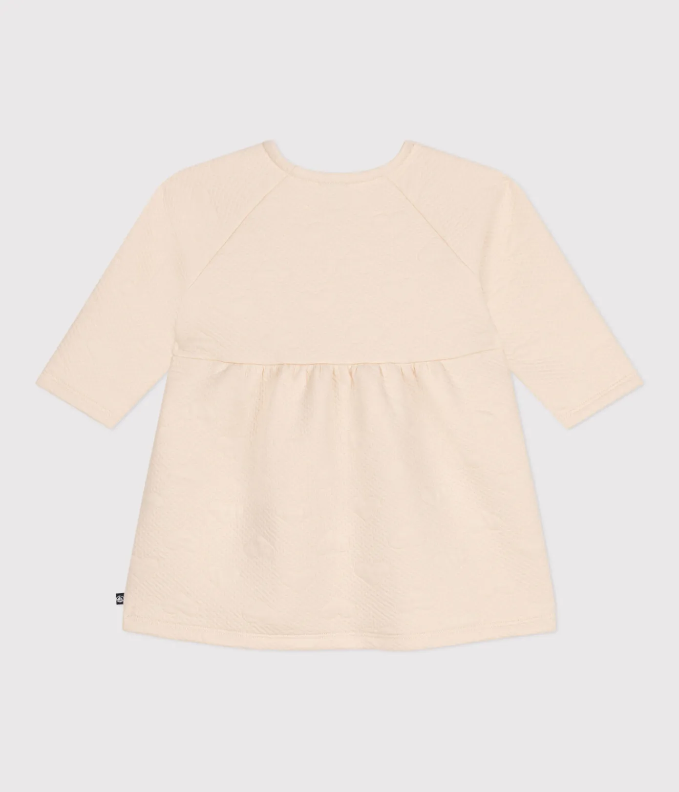 Petit Bateau Kleider*Langärmeliges Baby-Kleid aus gestepptem Doppeljersey naturfarben AVALANCHE