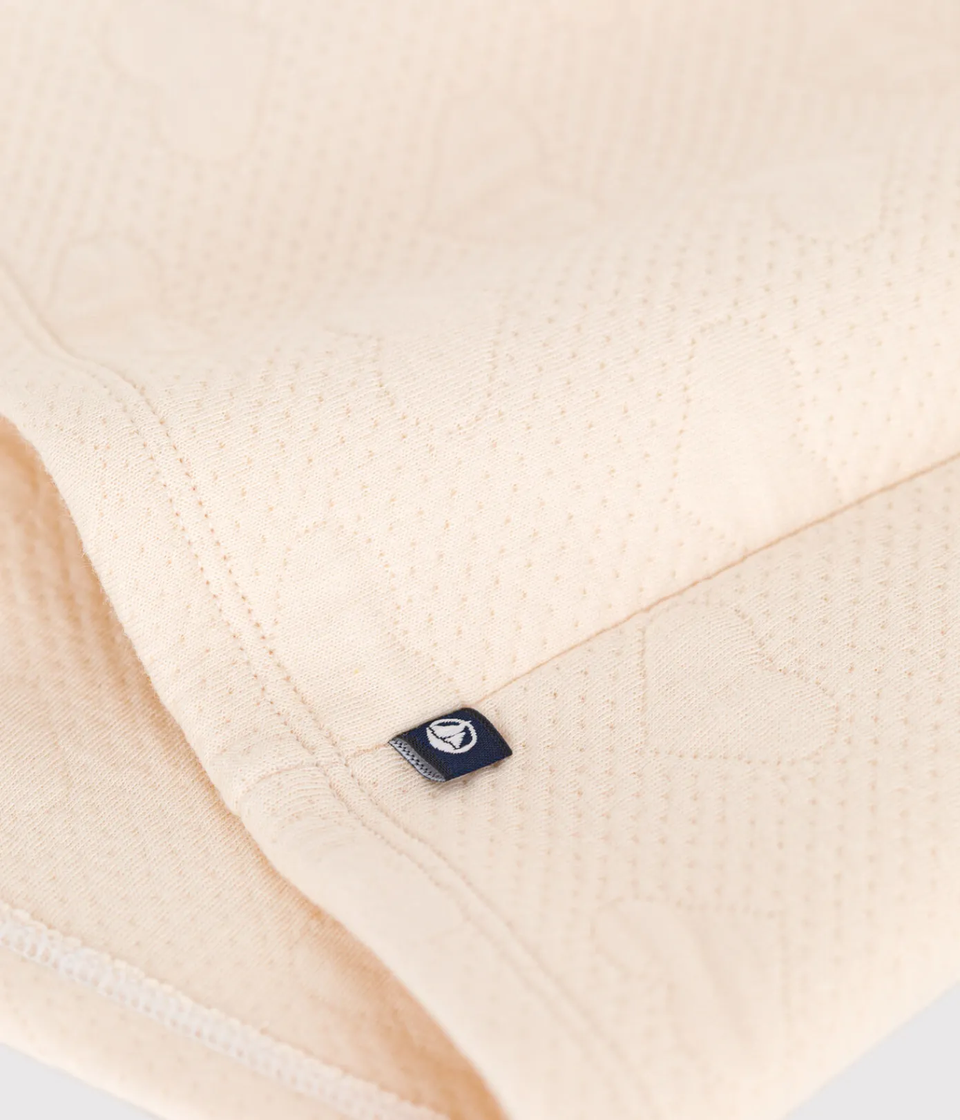 Petit Bateau Kleider*Langärmeliges Baby-Kleid aus gestepptem Doppeljersey naturfarben AVALANCHE