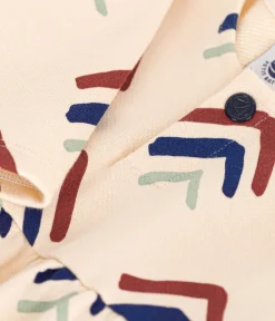Petit Bateau Kleider*Langärmeliges Baby-Kleid aus Molton weiss AVALANCHE/ MULTICO