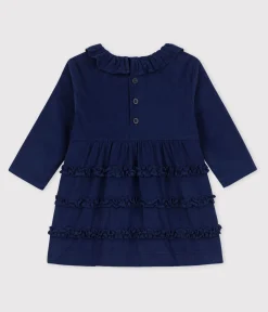 Petit Bateau Kleider*Langärmeliges Babykleid aus Feincord BLEU FONCE