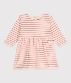 Petit Bateau Kleider*Langärmeliges Baby-Kleid aus Doppeljersey rosa AVALANCHE/ ROSELINE