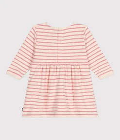 Petit Bateau Kleider*Langärmeliges Baby-Kleid aus Doppeljersey rosa AVALANCHE/ ROSELINE