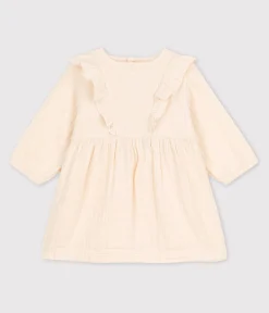 Petit Bateau Kleider*Langärmeliges Babykleid aus Musselin naturfarben AVALANCHE
