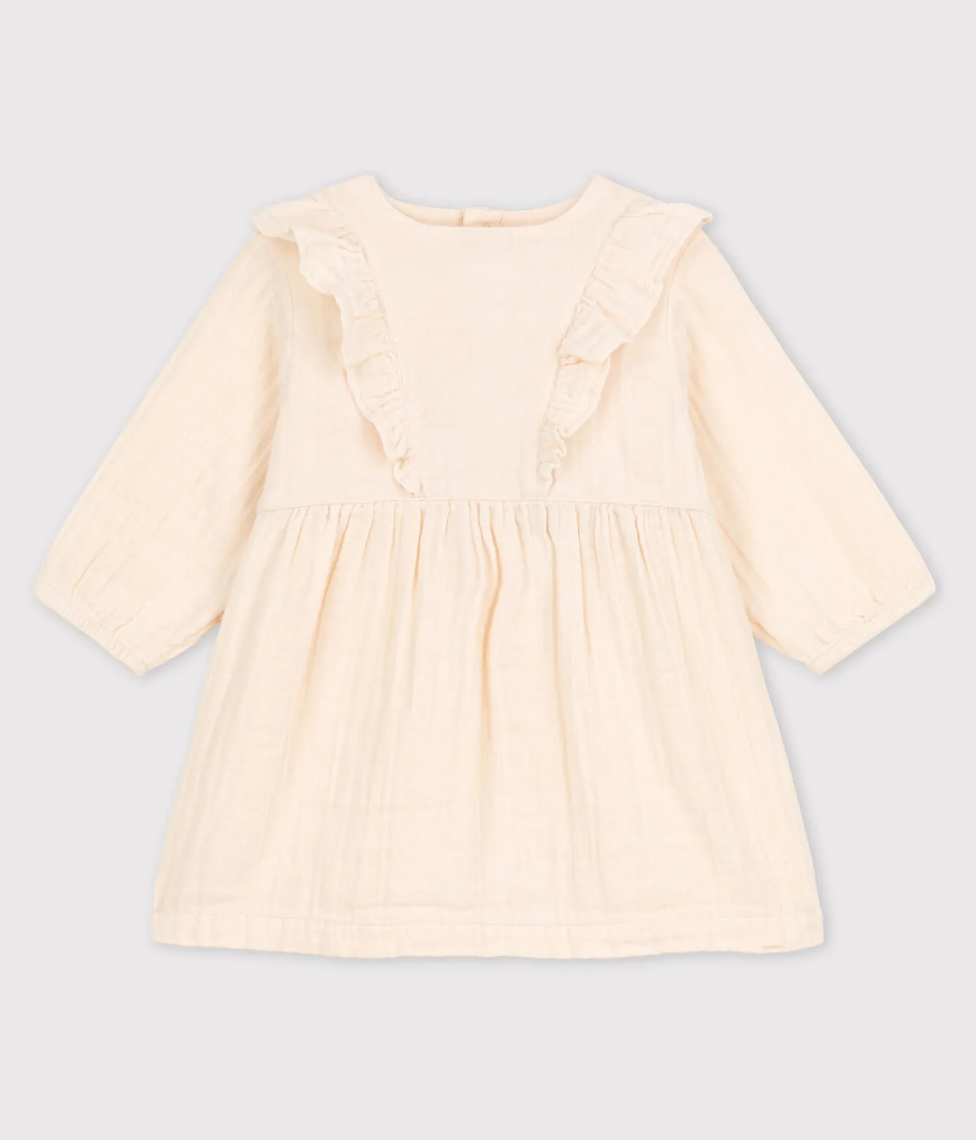 Petit Bateau Kleider*Langärmeliges Babykleid aus Musselin naturfarben AVALANCHE