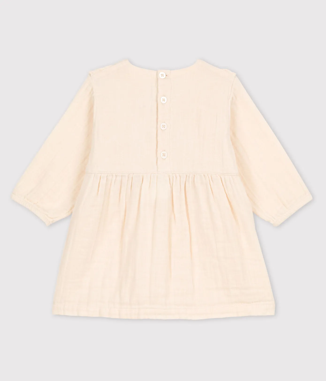 Petit Bateau Kleider*Langärmeliges Babykleid aus Musselin naturfarben AVALANCHE