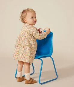 Petit Bateau Kleider*Langärmeliges Baby-Kleid aus gestepptem Doppeljersey weiss AVALANCHE/ MULTICO