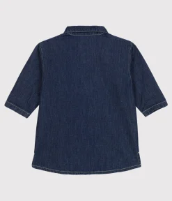 Petit Bateau Kleider*Langärmeliges Babykleid aus leichtem Denim blau DENIM
