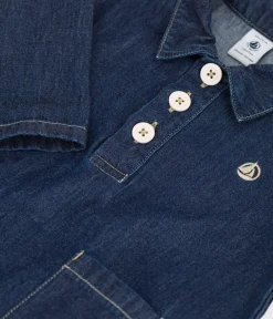 Petit Bateau Kleider*Langärmeliges Babykleid aus leichtem Denim blau DENIM