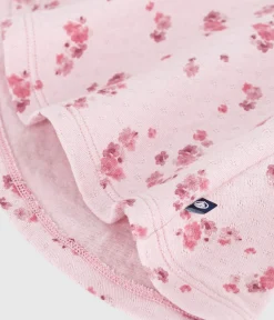 Petit Bateau Kleider*Langärmeliges Baby-Kleid aus Baumwolle mit Blumenmuster rosa JOLI/weiss MULTICO