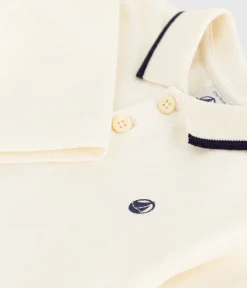 Petit Bateau T-Shirts, Oberteile*Langärmeliges Baby-Poloshirt aus einfarbiger Baumwolle naturfarben MILK
