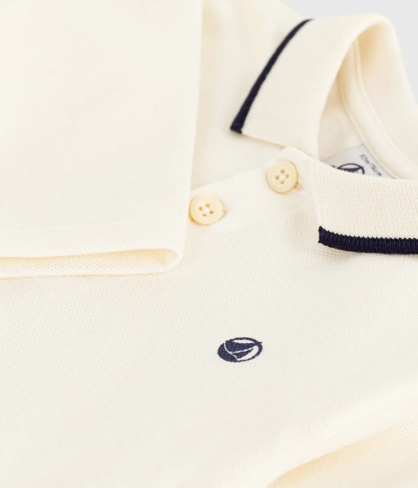 Petit Bateau T-Shirts, Oberteile*Langärmeliges Baby-Poloshirt aus einfarbiger Baumwolle naturfarben MILK